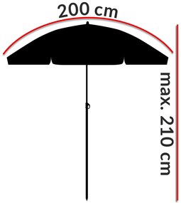 Deuba Umbrelă Crete Ø200 cm - roșu