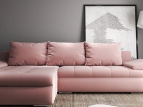 Colțar extensibil dumonde cu ladă de depozitare si sezut confortabil din spuma high-density, Leonardo Royal Roz 260x185 cm