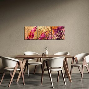 Tablou - Pictură abstractă de flori II. (cu ceas) (90x30 cm)