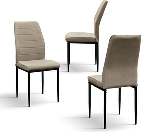 SET 4 Scaune Grig, tesatura, structura metalica - STANDARD - BEJ