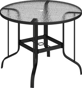 Outsunny Masă Rotundă de Grădină pentru Maxim 4 Persoane cu Gaură pentru Umbrelă, Ø96,5x71 cm, Negru | Aosom Romania