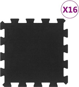 vidaXL Plăci de podea din cauciuc, 16 buc., negru, 16 mm, 30x30 cm