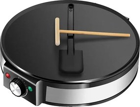 Aparat pentru preparat clatite Zilan ZLN2922 Negru Inox, 1200W, Diametru plita 30cm, Temperatura ajustabila,