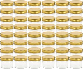vidaXL Borcane din sticlă pentru gem, capace aurii, 48 buc, 110 ml