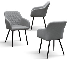 SET 2 Scaune Maura tip fotoliu ,tesatura ,structura metalica - GRI - STANDARD - 2 BUCATI