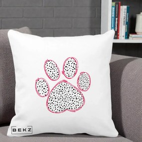 Perna Personalizata Labuta Dalmatian Roz Neon, 40x40 cm, Alba Mata, Husa Detasabila, Perna Inclusa, BEKZ®