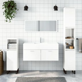 833888 vidaXL Dulap de baie cu oglindă, alb extralucios, lemn prelucrat