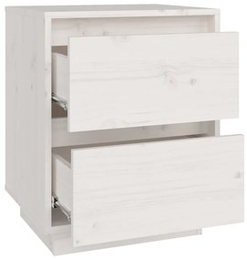 Noptiera, alb, 40x35x50 cm, lemn masiv de pin 1, Alb