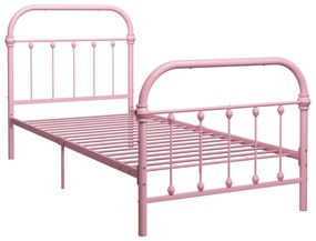 284510 vidaXL Cadru de pat, roz, 90 x 200 cm, metal