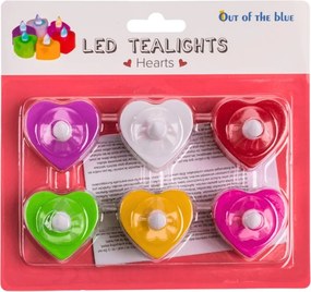 Lumanari LED tip lumanare de ceai in forma de inima HEARTS, set 6 bucati