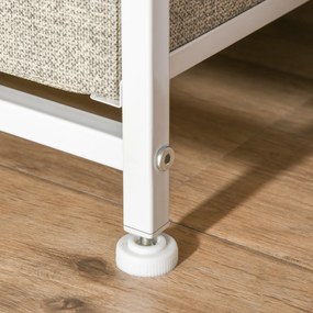HOMCOM Comodă, Bufet, 7 sertare pliabile din material textil, Structură metalică, 63,5 x 30 x 71 cm, Gri deschis | Aosom Romania