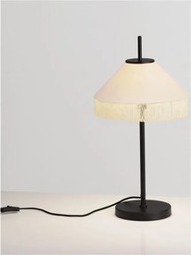 Veioza cu abajur din catifea si franjuri bej VELVY