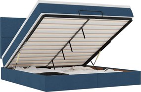 vidaXL Cadru de pat otoman cu saltea țesătură albastră 180x200cm