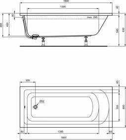 Cada rectangulara Ideal Standard Hotline, K274801, 180x80 cm