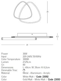 Plafoniera LED dimabila design slim Alysia alba