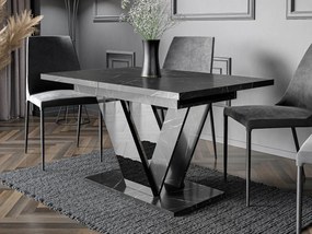 Masă sufragerie extensibilă Granger (Negru Marmură royal + lucios negru) (pentru 2-6 persoane). 1105383
