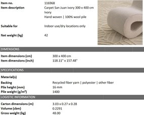 Covor design LUX tesut manual San Juan 300x400cm