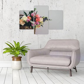 Tablou cu coș și flori (90x60 cm)