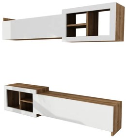 Ansamblu Comoda TV Prag Alb-Walnut