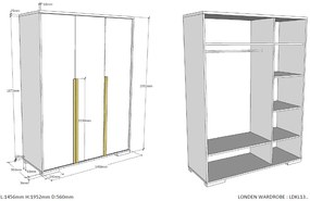 Set LONDON în culoarea antracit format dintr-un Pat copii (90x200) cu noptieră, Dulap camera copii cu 3 uși și birou.