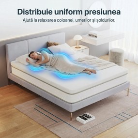 Topper ortopedic saltea spuma cu memorie si infuzie de gel, Alb