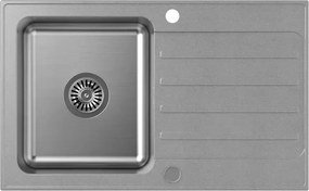 Chiuveta compozit incastrata Quadron Pop Kenneth 111 finisaj inox - gri 78x48 cm