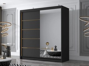 Dulap de haine cu uși culisante Bratoke III 180 (Negru + auriu) (cu oglindă). Promo -17%. 1105688