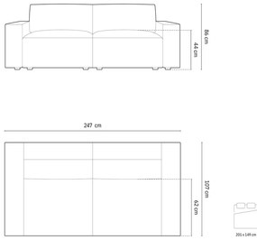 Canapea albastră extensibilă 247 cm Jodie – Micadoni Home