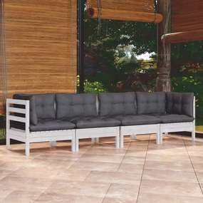 3096149 vidaXL Set mobilier grădină cu perne, 4 piese, lemn masiv de pin