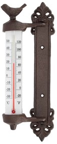 Termometru cu păsări din fontă Esschert Design Bird, înlălțime 27,3 cm