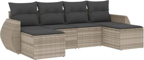 vidaXL Set canapele de grădină cu perne, 6 piese gri deschis poliratan