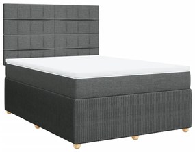 3292052 vidaXL Pat box spring cu saltea, gri închis, 140x190 cm, textil