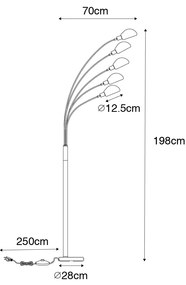 Lampa de podea de design bronz închis cu auriu cu 5 lumini - Sixties Marmo