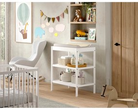 Masă de înfășat albă din lemn de fag Dino – Vipack