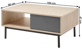 Masuta de cafea grafit BERGEN BL104 in decor de stejar jackson