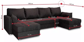 Supermobel Canapea in forma de U JAKO, 298x83x143, kronos 19