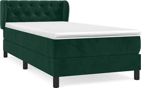 vidaXL Pat box spring cu saltea, verde închis, 80x200 cm, catifea