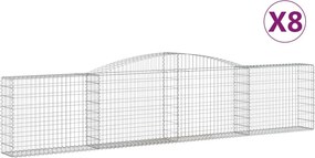 vidaXL Coșuri gabion arcuite 8 buc, 400x30x80/100 cm, fier galvanizat