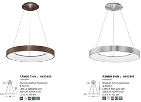 Lustra LED design modern circular RANDO THIN argintie 3000K NVL-9453456