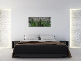 Tablou - Zid de beton cu plante (120x50 cm)