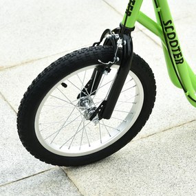 HOMCOM Trotineta copii Scooter Tretroller Cityroller Kickscooter cu înălțime reglabilă Kickboard cu anvelope gonflabile și frână de mână Trotineta copii Pliabilă de la 5 ani 16 inch Verde 139 x 58 x 90-96 cm | Aosom Romania
