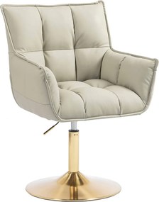 HR560N Scaun Ecru Piele Ecologica Premium Soft cu Bază Aurie