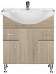 Dulap inferior Bianca Plus 75 cu lavoar, culoare stejar sonoma