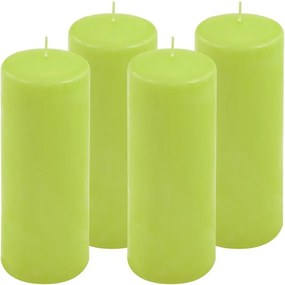 Set de lumânări tip pilon, 20 cm, Ø 7,5 cm, verde deschis, 4