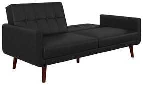 Canapea neagră extensibilă cu tapițerie din imitație de piele 200 cm Nola – Støraa