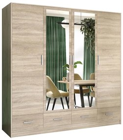 Dulap cu oglindă SANNA 200x215 cm, stejar Sonoma