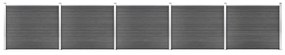 Set panouri gard, 872x146 cm, negru, WPC 1, Negru, 872 x 146 cm