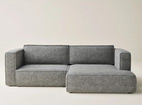 Colțar gri extensibil/cu spațiu de depozitare cu tapițerie din chenille (cu colț pe partea dreaptă/cu șezlong) Velto – Maison de Rêve