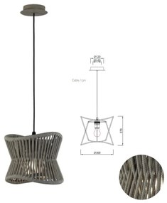 Pendul iluminat exterior IP44 POLINESIA 30cm