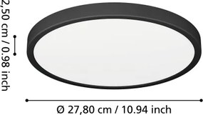 Eglo 901326-LED Plafonieră de baie FUEVA LED/14,2 W/230 V/Ø 27,8 cm/IP44 negru
